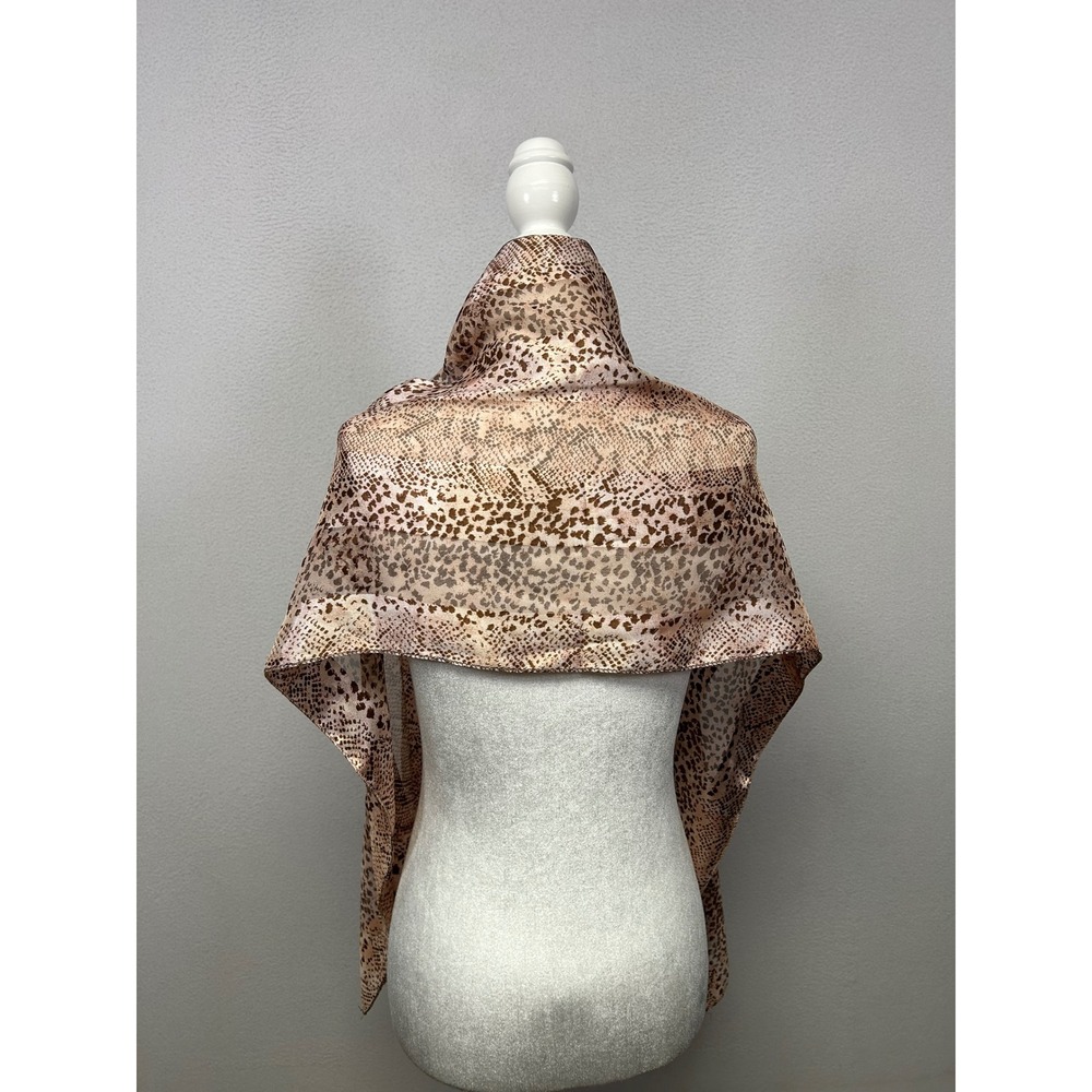 Boho Chic Animal Print Womens OS Brown Snakeskin Silky Scarf